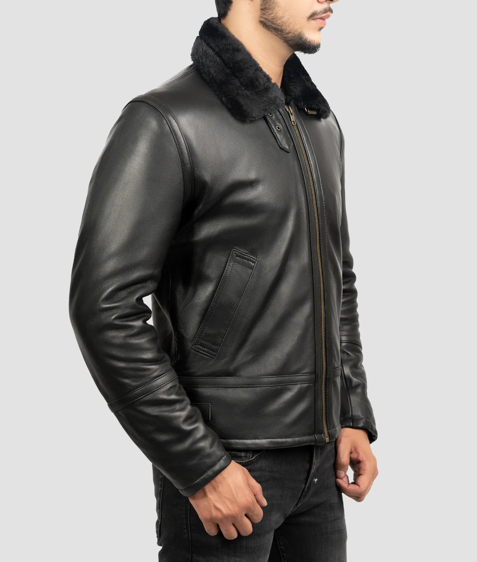 Andy Mens Black Aviator Jacket | Mens Black Aviator Jacket-3