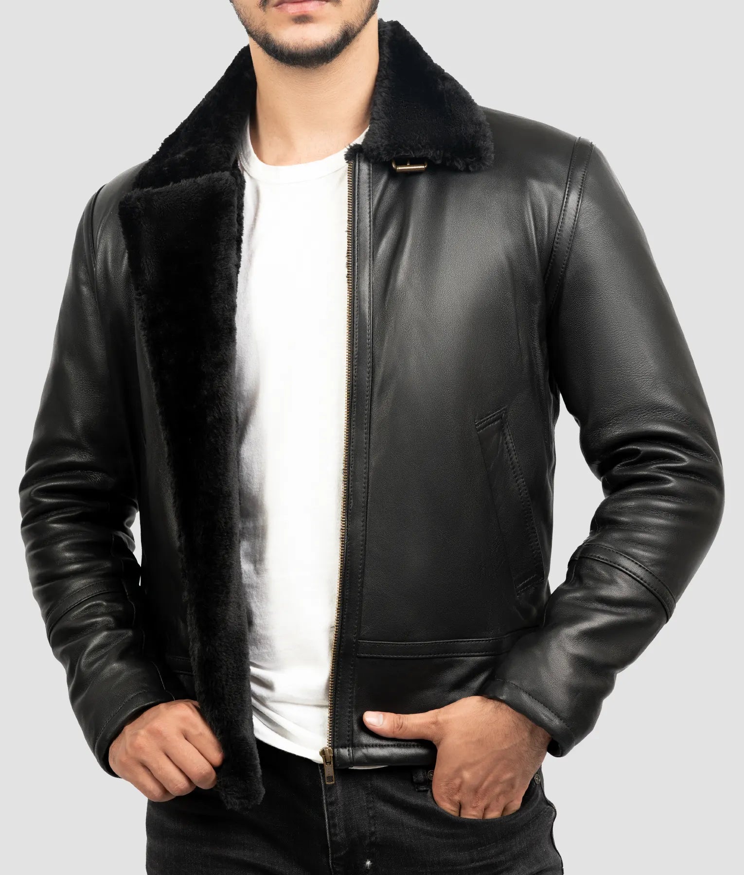 Andy Mens Black Aviator Jacket | Mens Black Aviator Jacket-2