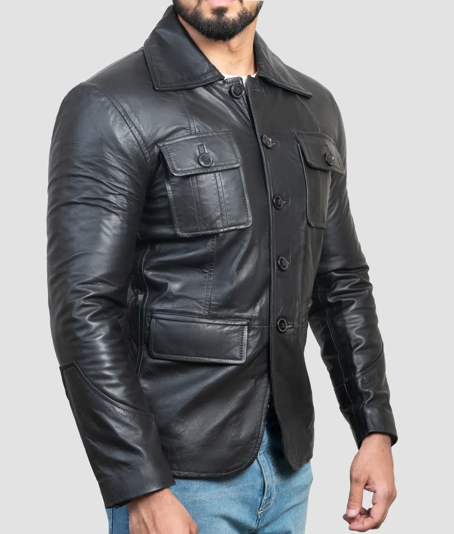 Ben Mens Black Leather Jacket | Mens Black Leather Jacket-2