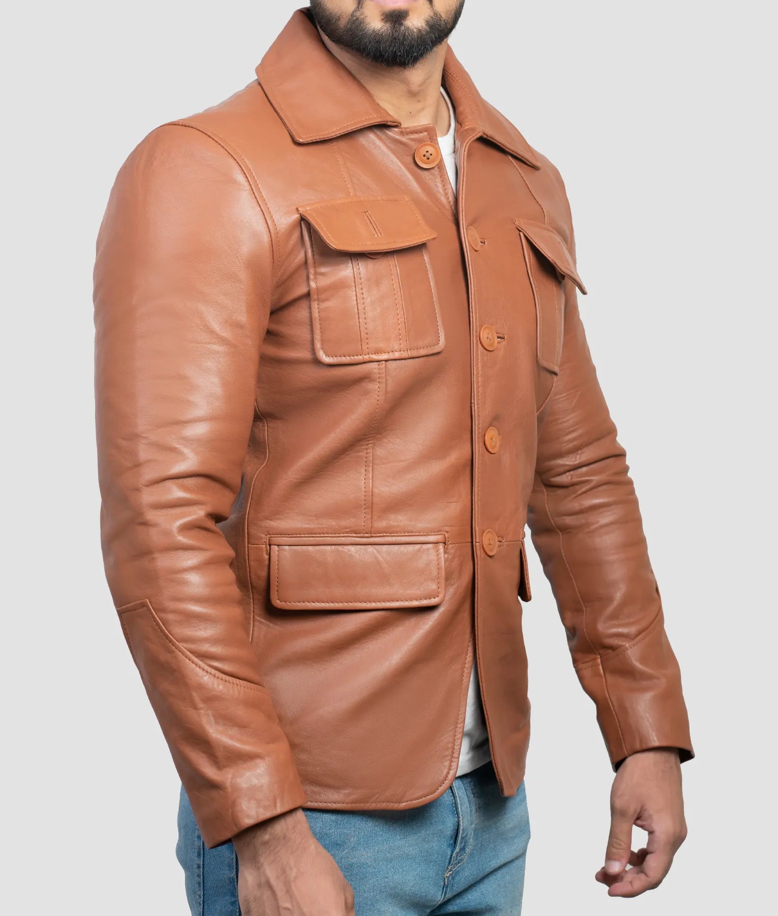 Ben Mens Brown Leather Jacket | Mens Brown Leather Jacket-2