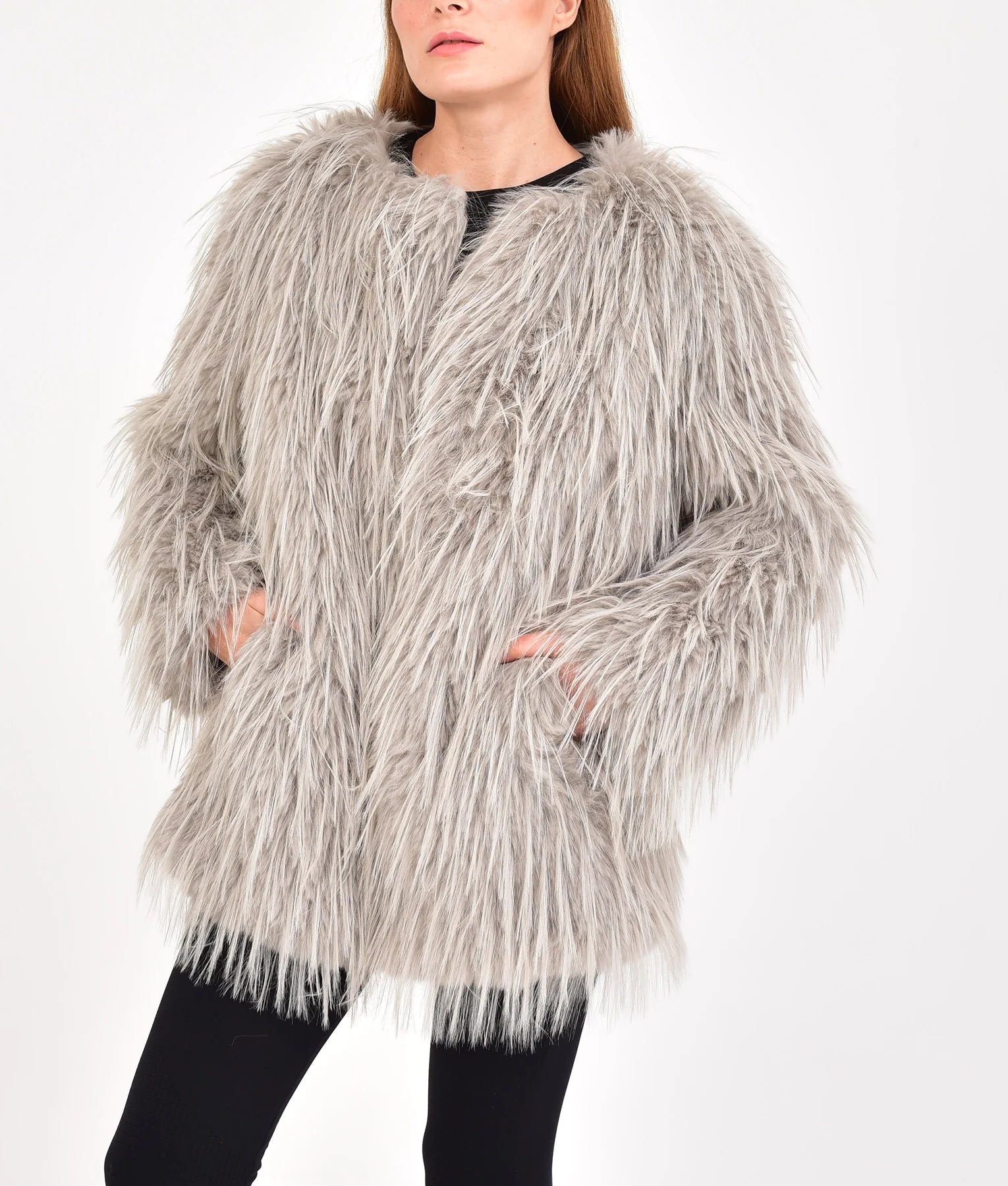 Catalina Womens Grey Fur Coat | Womens Grey Fur Coat-1