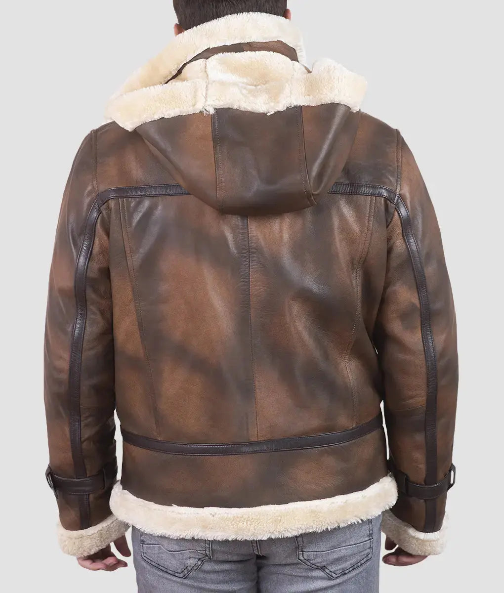 Dean B3 Bomber Shearling Vintage Brown Leather Jacket My Store