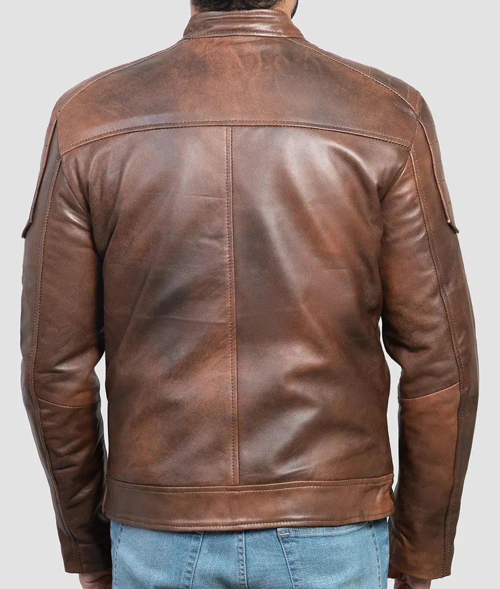 Dustin Mens Brown Leather Jacket My Store