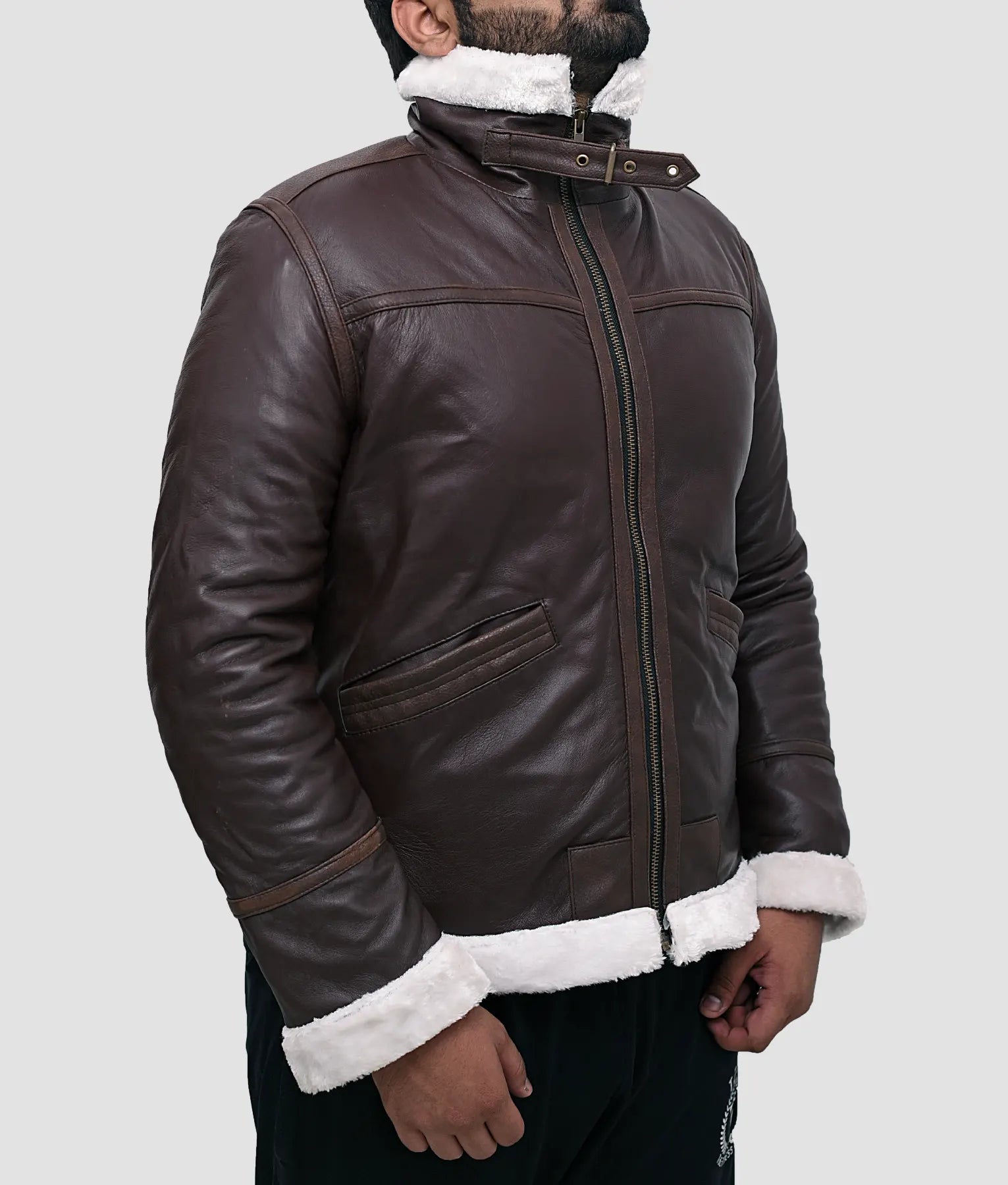 Eddie Mens Dark Brown Aviator Shearling Jacket | Mens Dark Brown Aviator Shearling Jacket-5