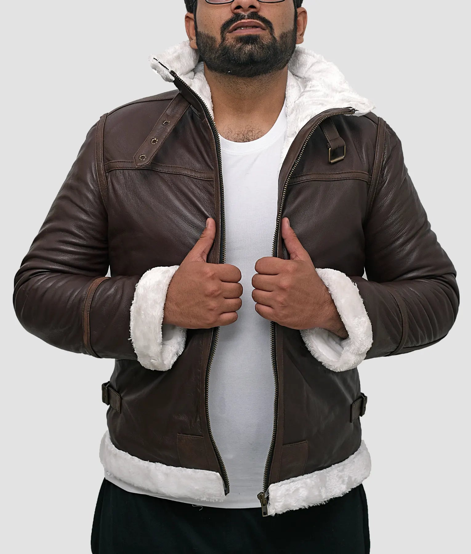 Eddie Mens Dark Brown Aviator Shearling Jacket | Mens Dark Brown Aviator Shearling Jacket-1