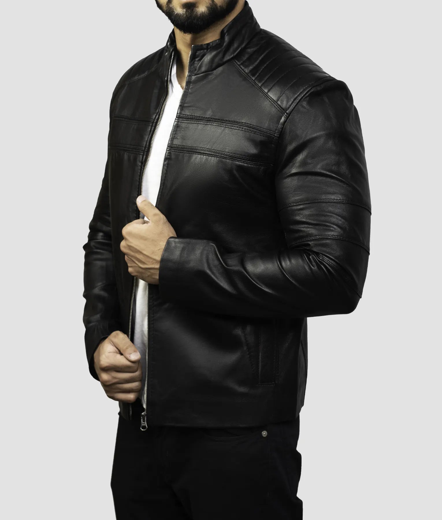 Eric Mens Black Leather Biker Jacket | Mens Black Leather Biker Jacket-3