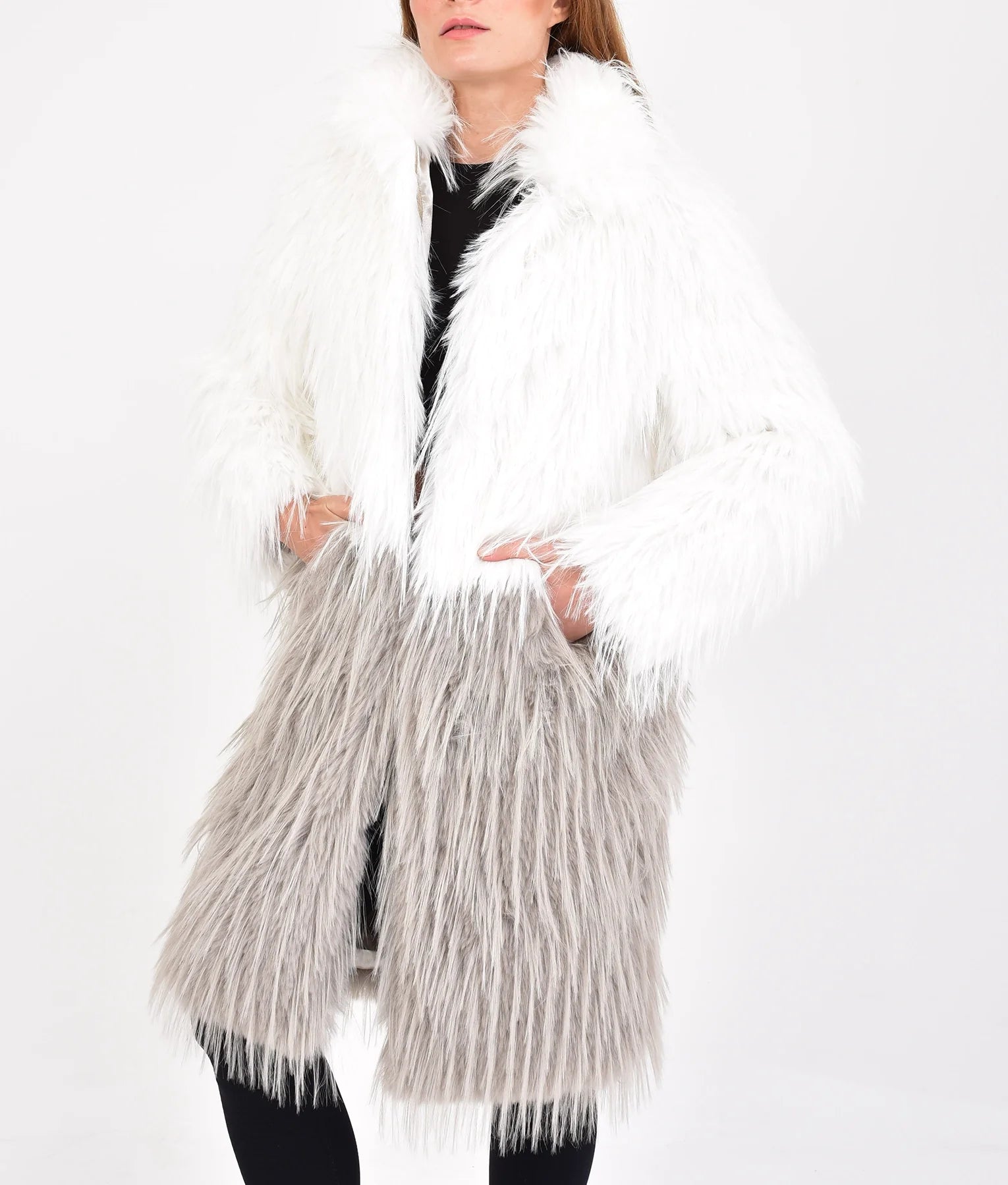 Esther Womens Dual Tone Fur Coat | Womens Dual Tone Fur Coat-1