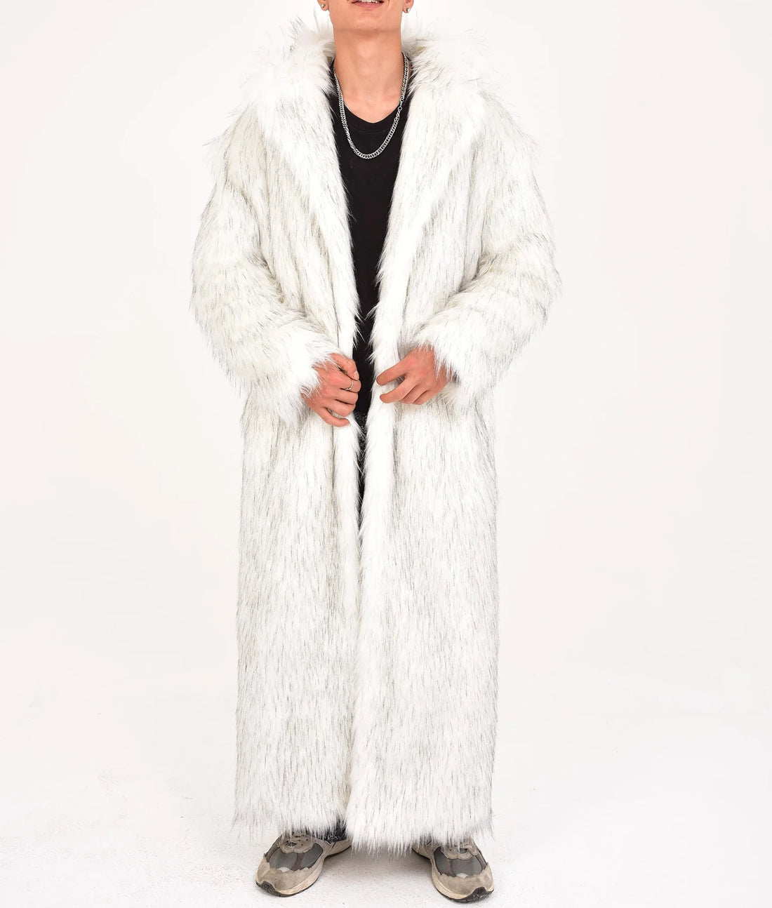 Fredric Mens White Fur Coat | Mens White Fur Coat-1