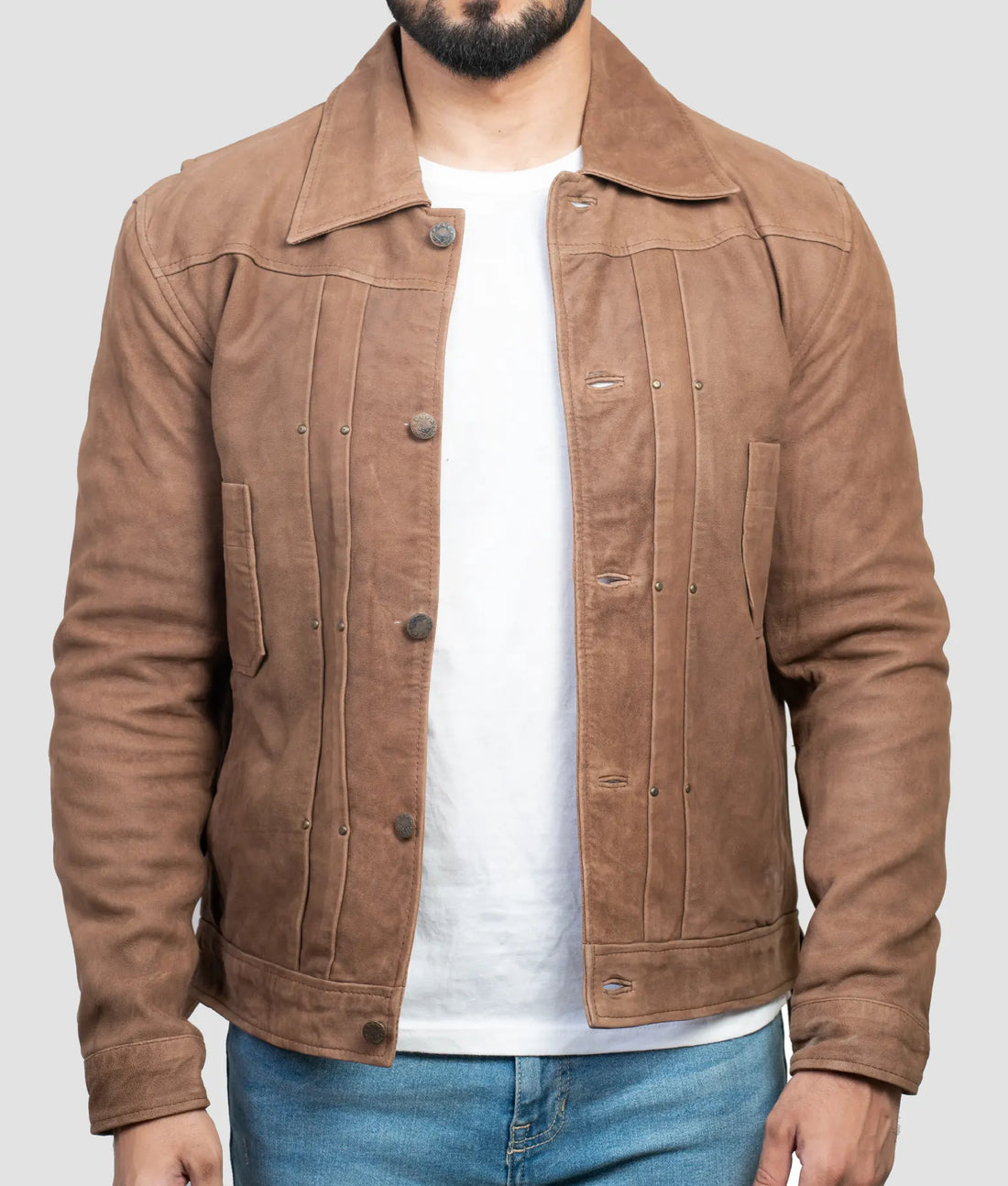 John Mens Brown Suede Jacket | Mens Brown Suede Jacket-1