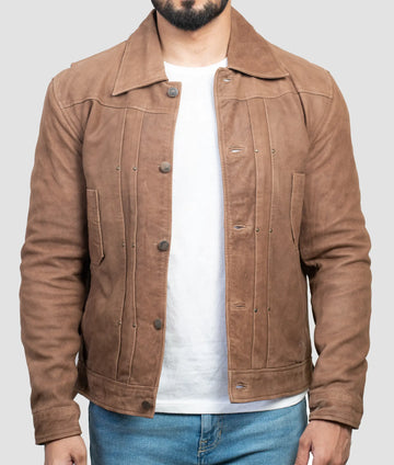 John Mens Brown Suede Jacket | Mens Brown Suede Jacket-1