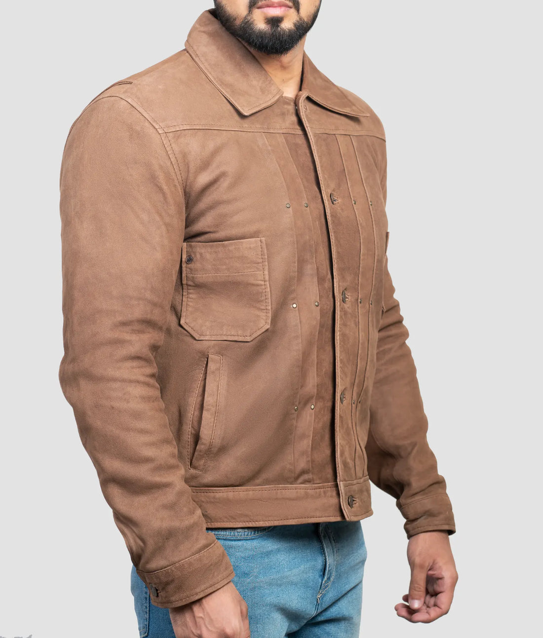 John Mens Brown Suede Jacket | Mens Brown Suede Jacket-1