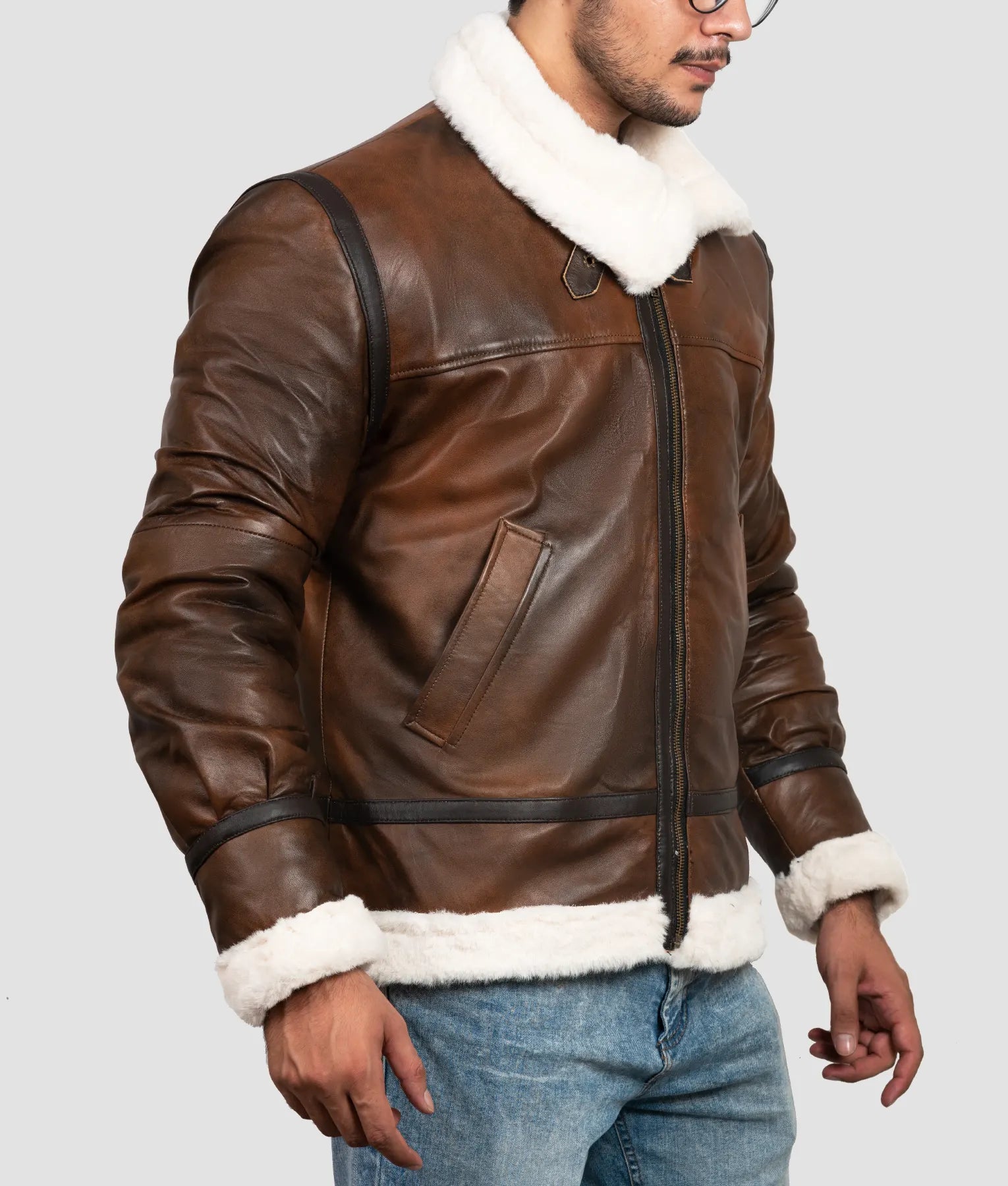 Kevin Mens B3 Brown Leather Bomber Jacket | Mens B3 Brown Leather Bomber Jacket-3