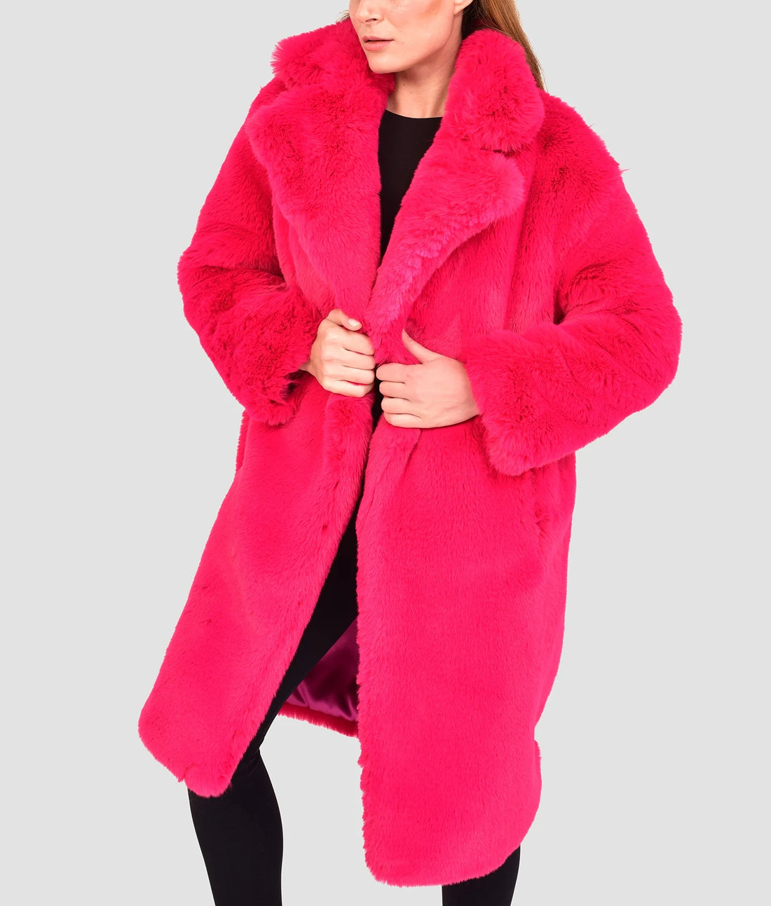 Lorene Womens Pink Fur Coat | Womens Pink Fur Coat-1
