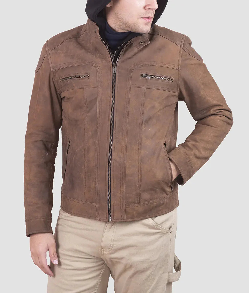 Lucas Mens Brown Suede Leather Jacket My Store