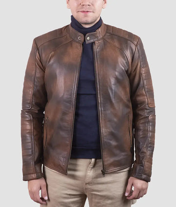 Martin Mens Brown Cafe Racer Jacket My Store
