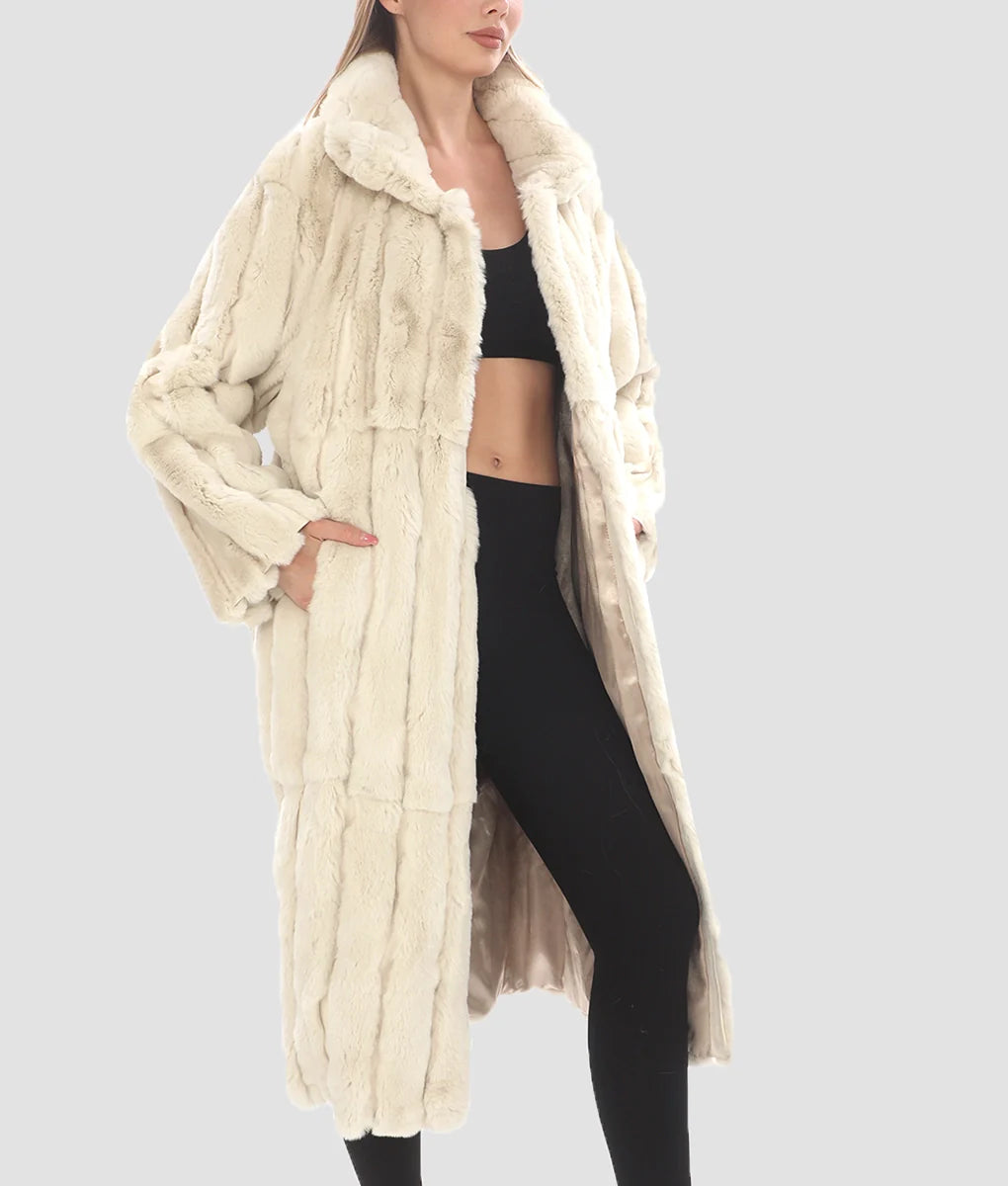 Melissa Womens White Fur Coat | Womens White Fur Coat-1