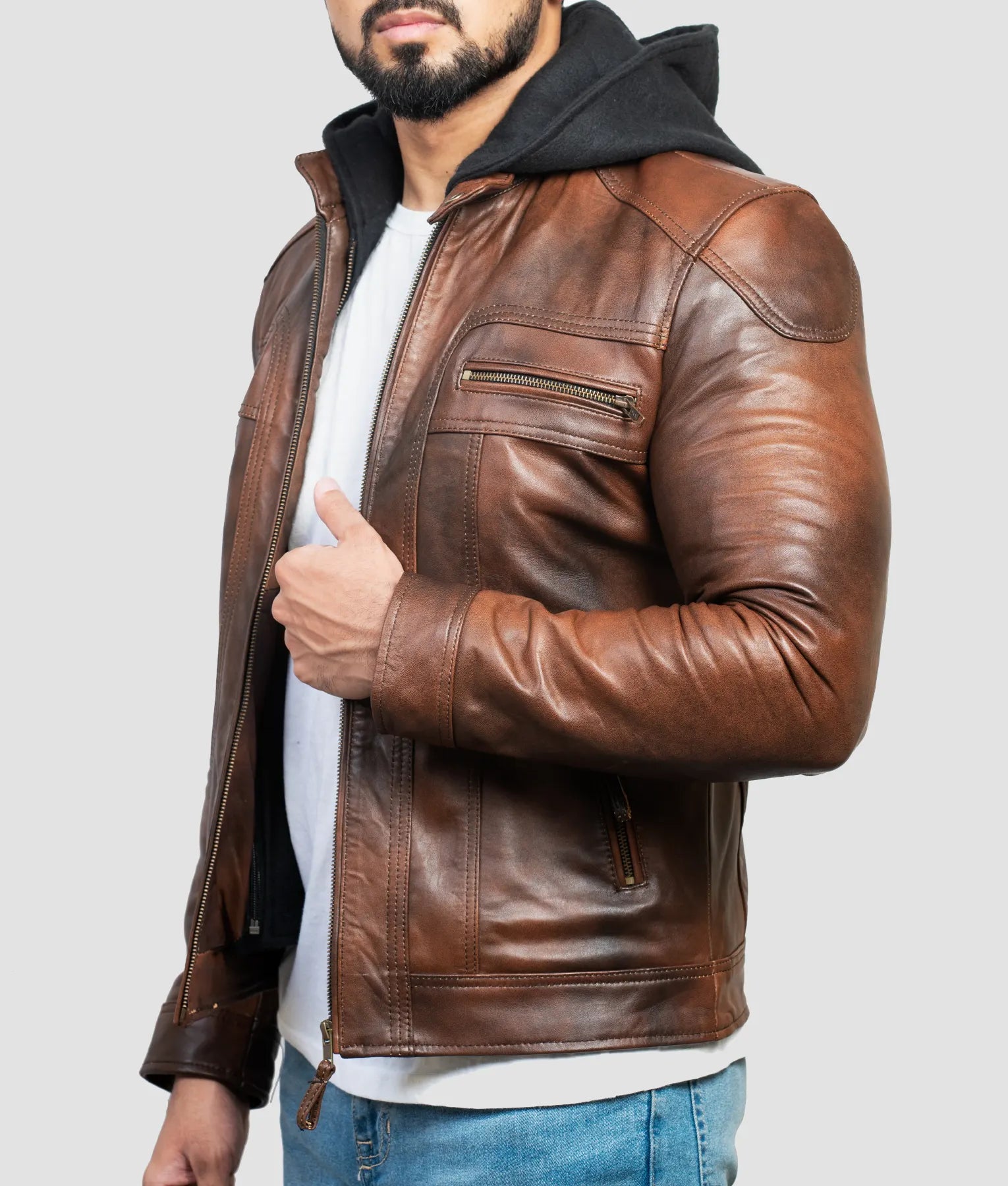 Nathan Mens Brown Leather Jacket | Mens Brown Leather Jacket-2