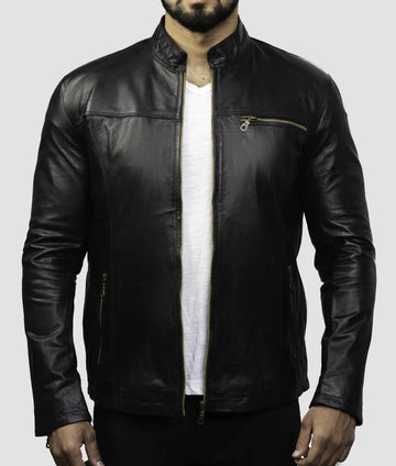 Ryan Mens Black Leather Biker Jacket | Mens Black Leather Biker Jacket-1
