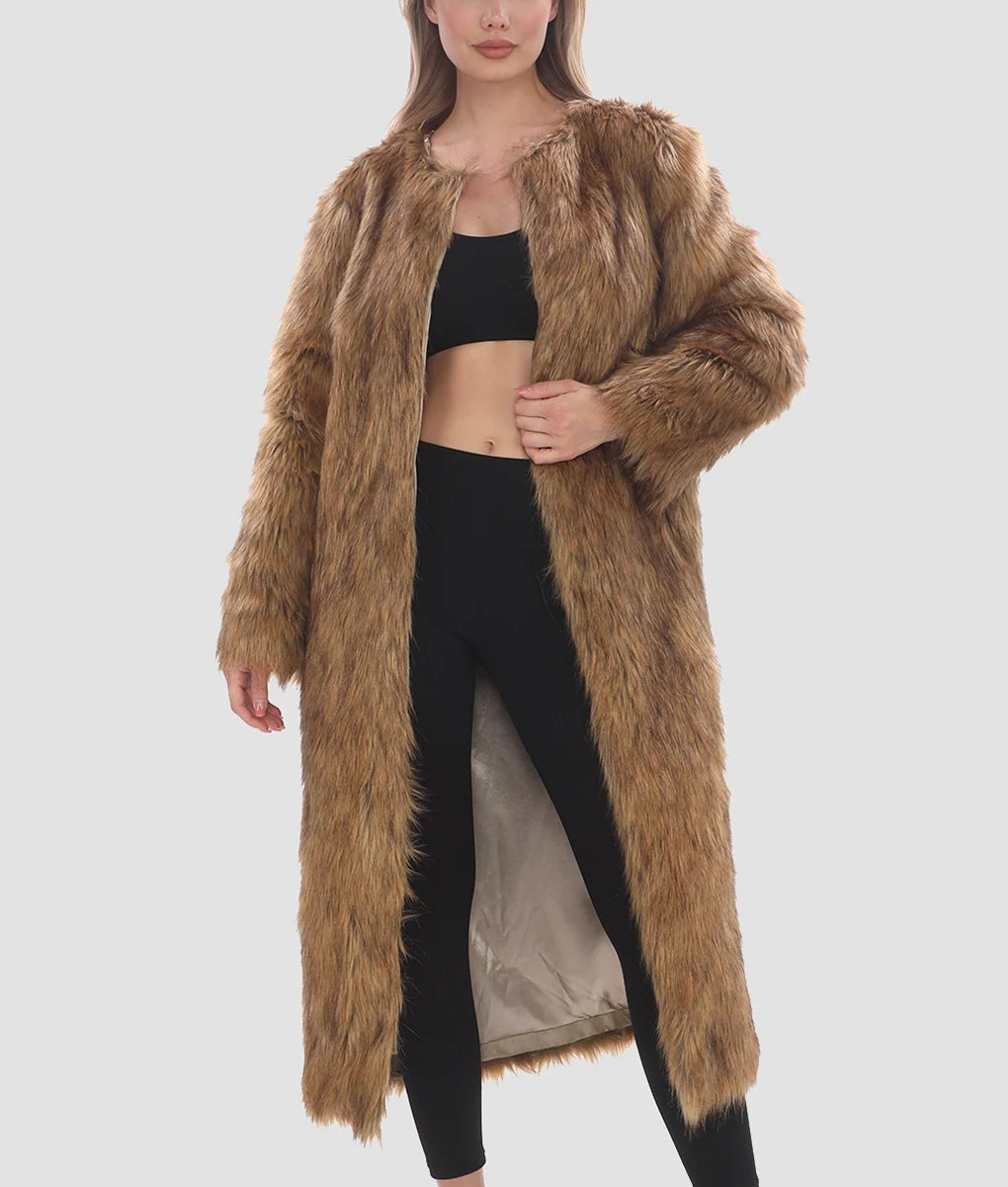 Selena Womens Brown Fur Coat | Womens Brown Fur Coat-1