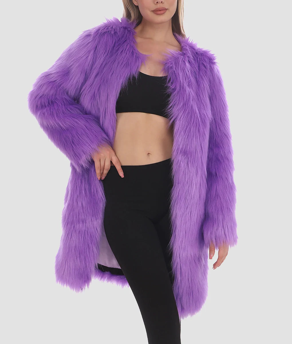 Sophia Women Purple Fur Coat | Women Purple Fur Coat-3