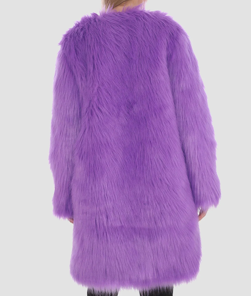 Sophia Women Purple Fur Coat | Women Purple Fur Coat-4