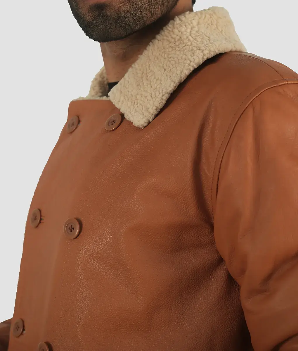 Spencer Mens Brown Leather Trench Coat My Store