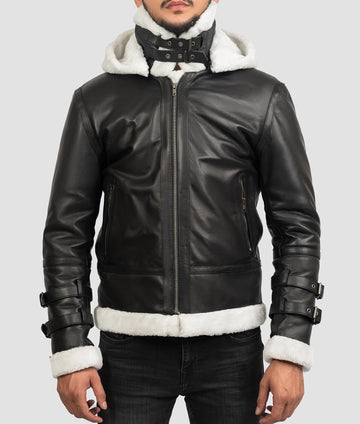 Tyler Mens Black B-3 Aviator Bomber Jacket | Mens Black B-3 Aviator Bomber Jacket-1