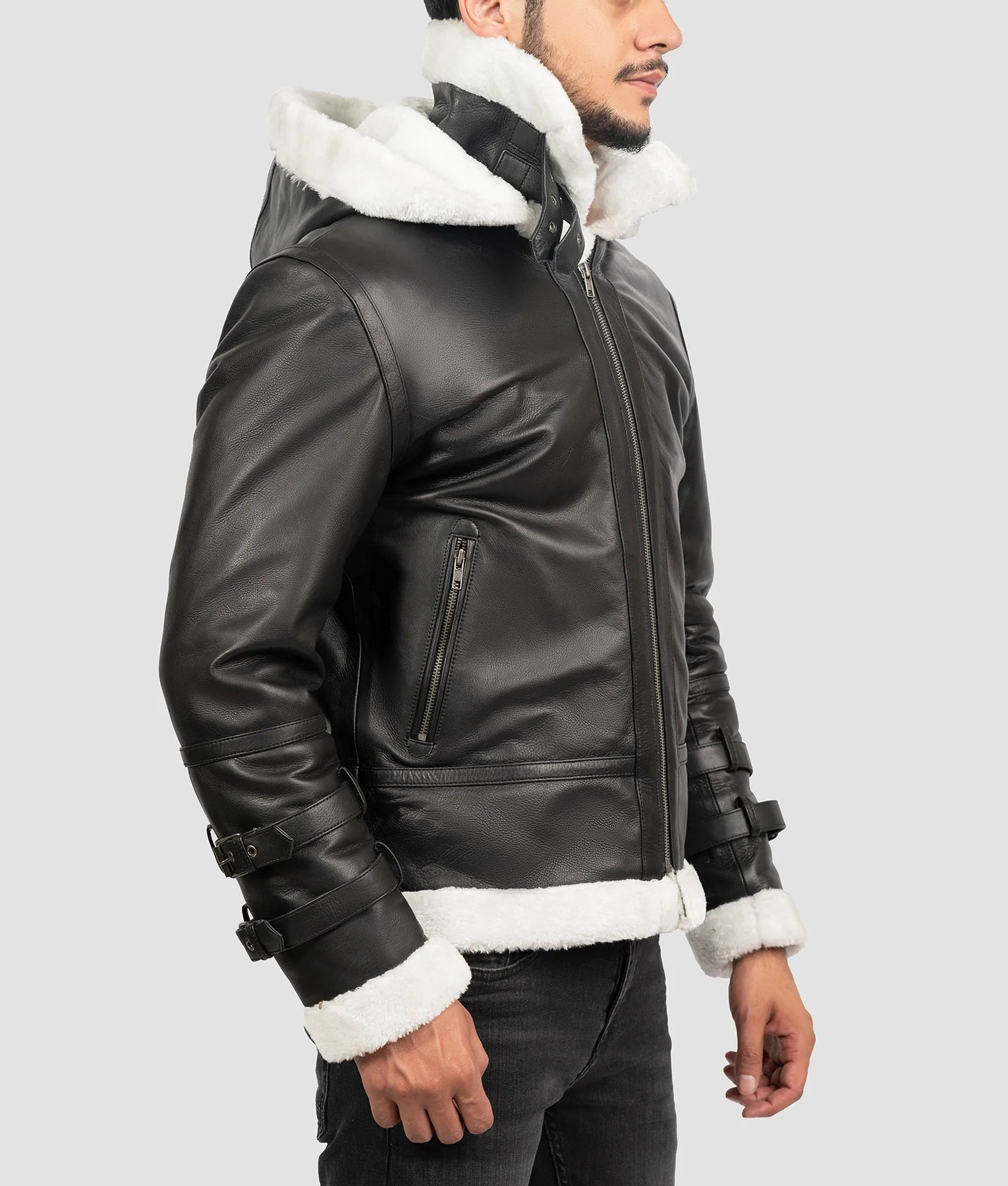 Tyler Mens Black B-3 Aviator Bomber Jacket | Mens Black B-3 Aviator Bomber Jacket-3