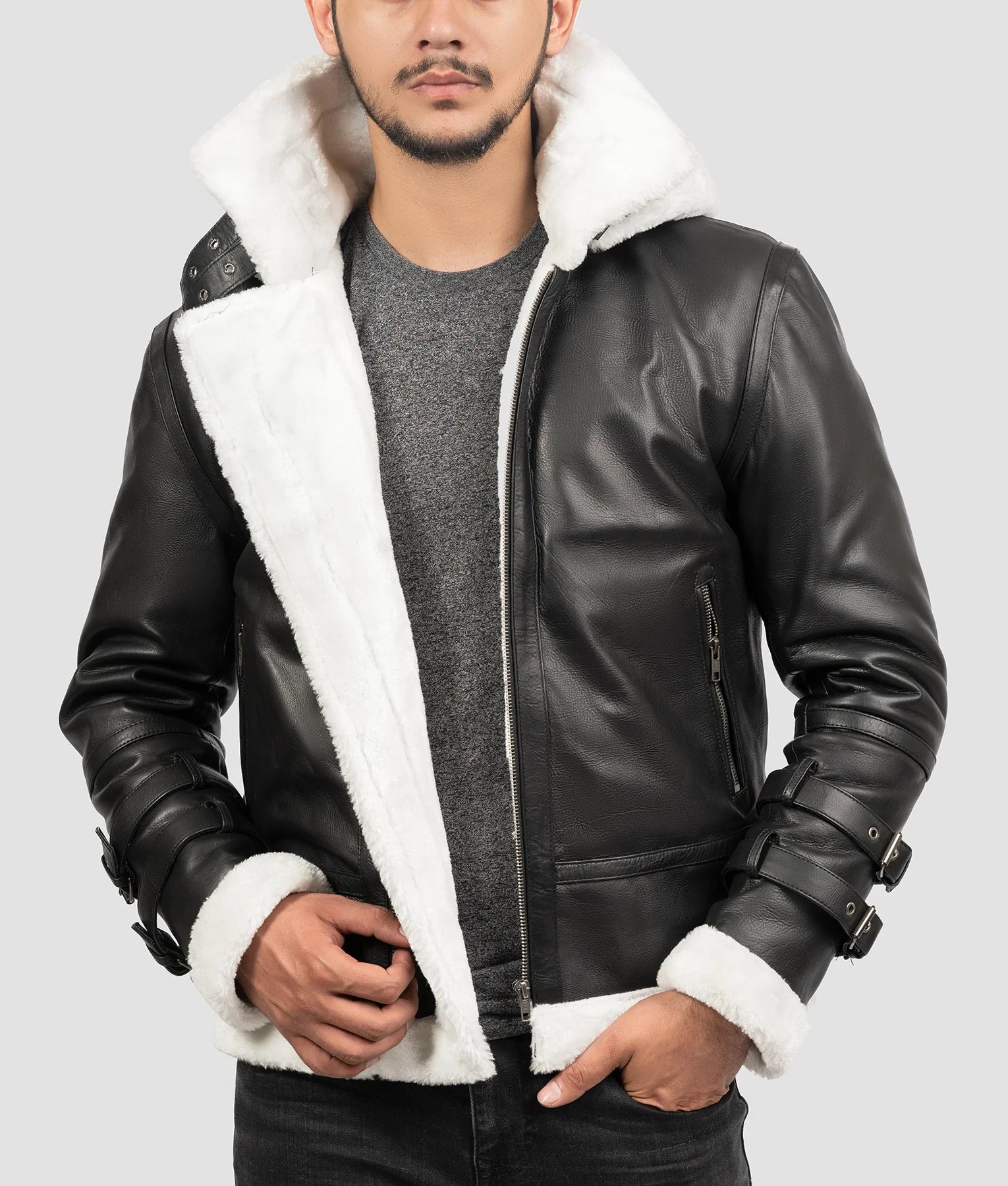 Tyler Mens Black B-3 Aviator Bomber Jacket | Mens Black B-3 Aviator Bomber Jacket-2