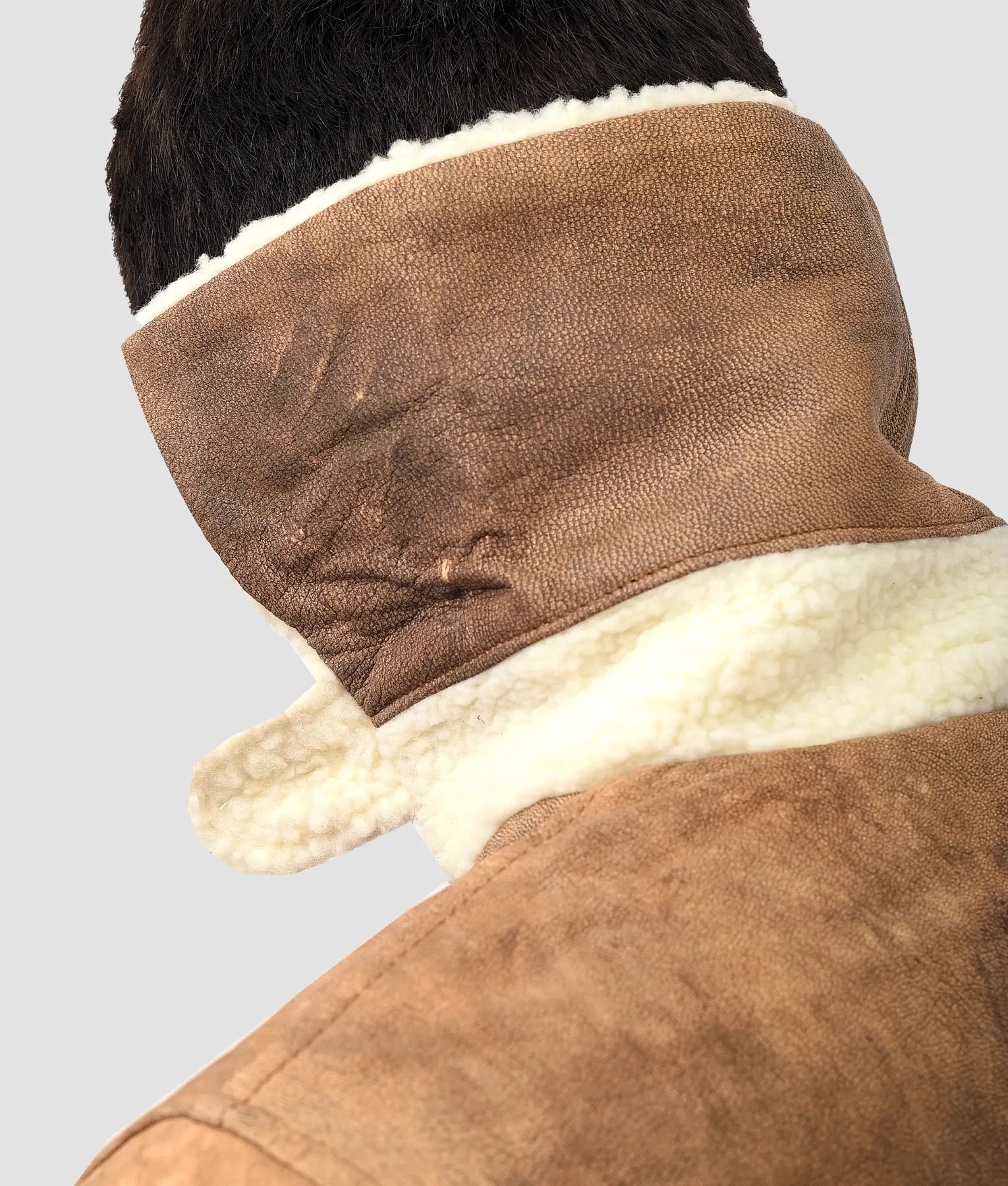 Victor Mens Distressed Brown Leather Coat | Mens Shearling Brown Leather Coat-6